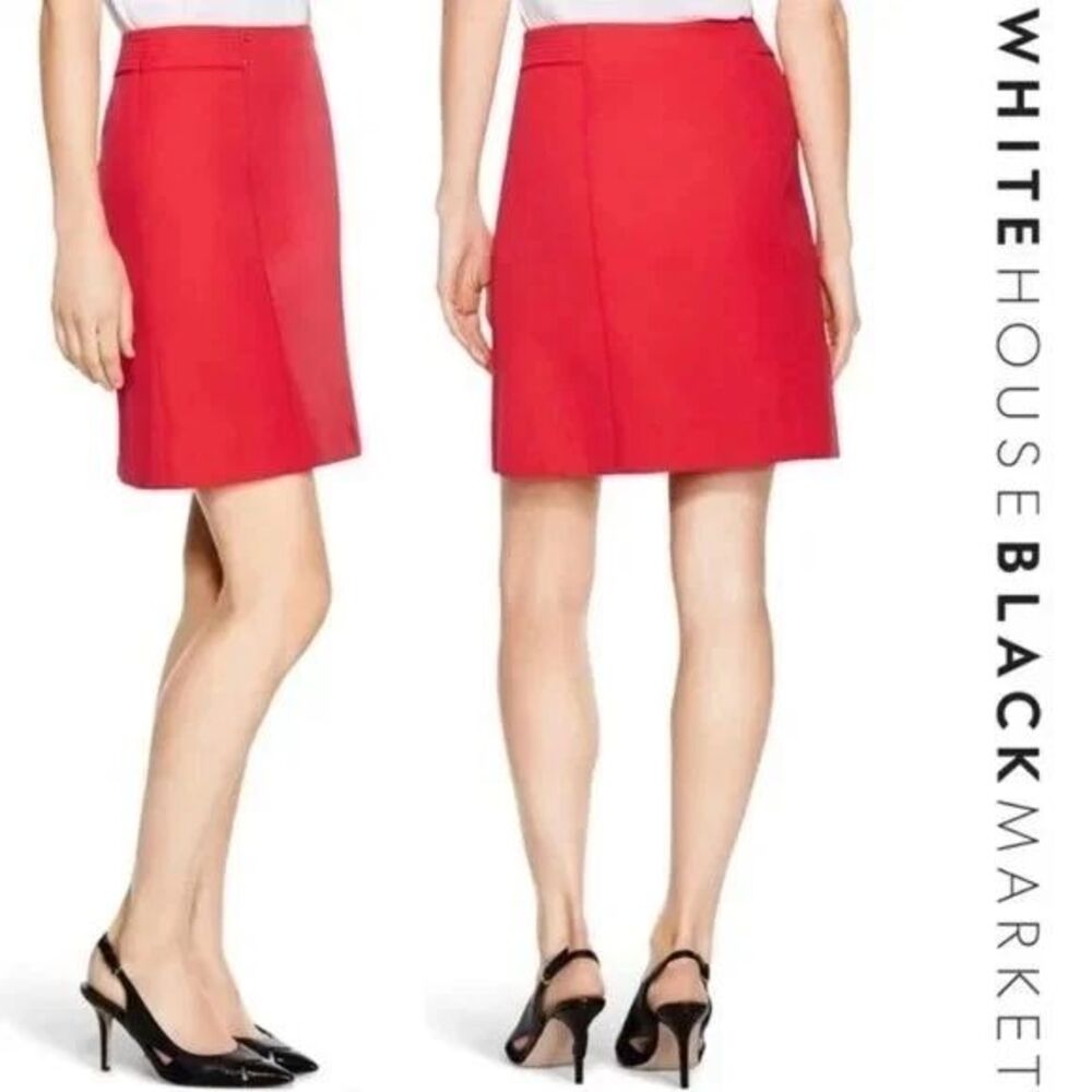 White House Black Market WHBM Red A-Line Skirt Women's Size 6 Knee Length Career